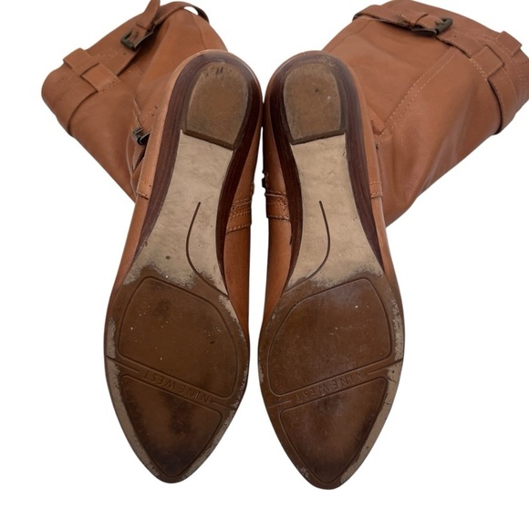 Nine West Brown Leather Buckle Up Pointed Toe Tall Boots Size 8 Women’s - Picture 10 of 11